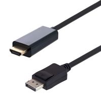 L-COM VHA00014-2M Audio / Video Cable Assembly, HDMI Plug, DisplayPort Plug, 6.6 ft, 2 m, Black, VHA00014 Series