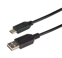 L-COM CAU2CA-05M USB Cable, Type A Plug to Type C Plug, 500 mm, 19.7 ft, USB 2.0, Black