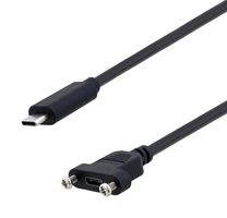 L-COM U3A00056-1M USB Cable, Type C Plug to Type C Receptacle, 1 m, 3.3 ft, USB 2.0, Black