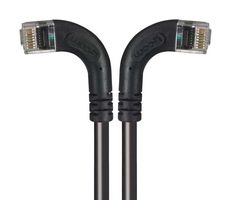 L-COM TRD815RA8BLK-25 Ethernet Cable, Cat5e, 90° RJ45 Plug to 90° RJ45 Plug, UTP (Unshielded Twisted Pair), Black