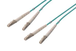 L-COM FODLC-OM4-3 Fibre Optic Cable, Multimode, 2 Fibres, 50µm/125µmDia, LC-LC Duplex, 3m