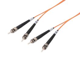 L-COM FODST-OR-10 Fibre Optic Cable, Multimode, 2 Fibres, 62.5µm/125µmDia, ST-ST Duplex, 10m