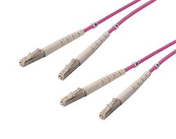 L-COM FODZLC-OM4-MAG-1 Fibre Optic Cable, Multimode, 2 Fibres, 50µm/125µmDia, LC-LC Duplex, 1m