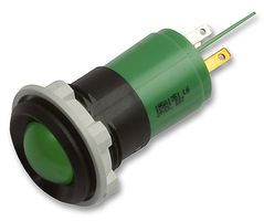 CML INNOVATIVE TECHNOLOGIES 195A1351 LED Panel Mount Indicator, Black Plastic Bezel, Green, 24 V, 22 mm, 16 mA, 400 mcd, IP67