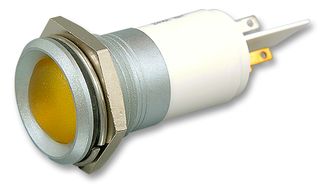 CML INNOVATIVE TECHNOLOGIES 19522352 LED Panel Mount Indicator, Matt Chrome Bezel, Yellow, 24 V, 22 mm, 19 mA, 350 mcd, IP67