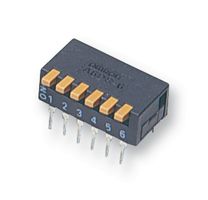 OMRON ELECTRONIC COMPONENTS A6DR-6100 DIP / SIP Switch, 6 Circuits, Piano Key, Through Hole, SPST, 24 V, 25 mA