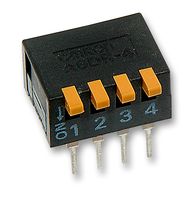 OMRON ELECTRONIC COMPONENTS A6DR-4100 DIP / SIP Switch, 4 Circuits, Piano Key, Through Hole, SPST, 24 V, 25 mA