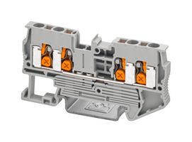 PHOENIX CONTACT 1343129 DIN Rail Mount Terminal Block, 4 Ways, 20 AWG, 12 AWG, 2.5 mm², Push-X, 24 A