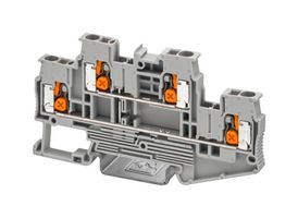 PHOENIX CONTACT 1453890 DIN Rail Mount Terminal Block, 4 Ways, 20 AWG, 12 AWG, 2.5 mm², Push-X, 22 A