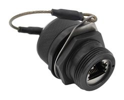 BULGIN LIMITED PXM06106FENBKSH In-Line Adapter, Cat6a, Jam Nut, w/ Cap, Adapter, In-Line, RJ45, RJ45