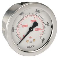 NOSHOK 25-910-1000-PSI/KPA Pressure Gauge, 1000 psi, -20 °C to 60 °C, 1/4" NPT, Dual Scale - psi/kPa, 900 Series