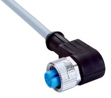SICK YG2A14-200VB3XLEAX Sensor Cable, A Coded, Black, 90° M12 Receptacle, Free End, 4 Positions, 20 m, 65.6 ft