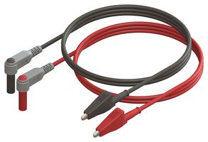 CAL TEST ELECTRONICS CT3805-100 Test Lead Set, 4mm Right Angle Banana Plug, Shrouded, Alligator Clip, 300 V, 10 A, Black, Red