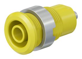 STAUBLI 49.7049-24 Banana Test Connector, 4 mm, Socket, Panel Mount, 24 A, 1 kV, Nickel Plated Contacts, Yellow