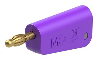 STAUBLI 64.1041-26 Banana Test Connector, 4 mm, Plug, Cable Mount, 19 A, 60 VDC, Gold Plated Contacts, Violet