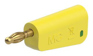 STAUBLI 64.1043-20 Banana Test Connector, 4 mm, Plug, Cable Mount, 32 A, 60 VDC, Gold Plated Contacts, Green, Yellow