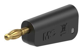 STAUBLI 64.1043-21 Banana Test Connector, 4 mm, Plug, Cable Mount, 32 A, 60 VDC, Gold Plated Contacts, Black