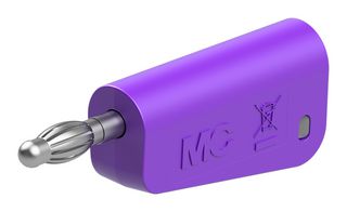 STAUBLI 64.1040-26 Banana Test Connector, 4 mm, Plug, Cable Mount, 19 A, 60 VDC, Nickel Plated Contacts, Violet