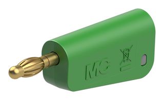 STAUBLI 64.1041-25 Banana Test Connector, 4 mm, Plug, Cable Mount, 19 A, 60 VDC, Gold Plated Contacts, Green