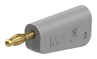 STAUBLI 64.1041-28 Banana Test Connector, 4 mm, Plug, Cable Mount, 19 A, 60 VDC, Gold Plated Contacts, Grey