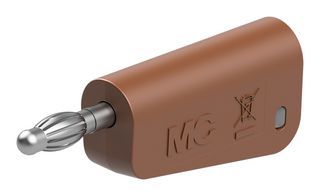 STAUBLI 64.1038-27 Banana Test Connector, 4 mm, Plug, Cable Mount, 19 A, 60 VDC, Nickel Plated Contacts, Brown