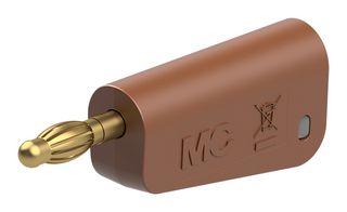 STAUBLI 64.1041-27 Banana Test Connector, 4 mm, Plug, Cable Mount, 19 A, 60 VDC, Gold Plated Contacts, Brown