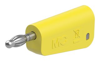 STAUBLI 64.1040-24 Banana Test Connector, 4 mm, Plug, Cable Mount, 19 A, 60 VDC, Nickel Plated Contacts, Yellow