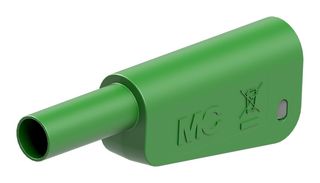 STAUBLI 66.2020-25 Banana Test Connector, 4mm, Plug, Cable Mount, 19 A, 1 kV, Nickel Plated Contacts, Green