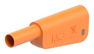 STAUBLI 66.2021-30 Banana Test Connector, 4mm, Plug, Cable Mount, 19 A, 1 kV, Gold Plated Contacts, Orange