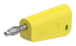 STAUBLI 64.1040-20 Banana Test Connector, 4 mm, Plug, Cable Mount, 19 A, 60 VDC, Nickel Plated Contacts, Green, Yellow