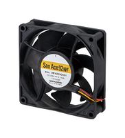 SANYO DENKI 9WFA0924G4001 DC Axial Fan, 24 V, Square, 92 mm, 25 mm, Ball Bearing, 100.6 CFM