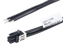 MOLEX 228411-1043 Cable Assembly, Micro-Fit+ Receptacle to Free End, 4 Ways, 3 mm, 2 Row, 300 mm, 11.8 "