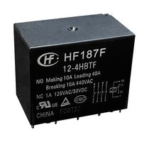 HONGFA HF187F/12-4HBTF(955) Power Relay, Miniature, 4PST-NO, 12 VDC, 40 A, HF187F Series, Through Hole, Non Latching