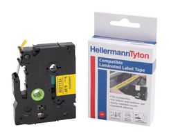 HELLERMANNTYTON - 596-99631 - Label Printer Tape, Self-Adhesive, Laminated, Black on Yellow, 8m x 12mm, Polyester