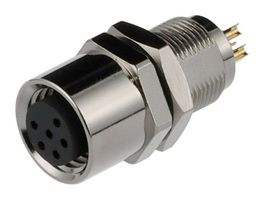NORCOMP 855-006-203R004 Sensor Connector, VULCON M8 Series, M8, Female, 6 Positions, Solder Socket, Straight Panel Mount