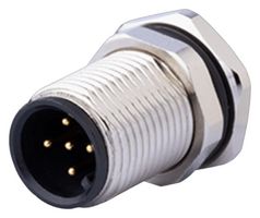 SAME SKY CDM1209-08A-MP-F12-67 Sensor Connector, CDM1209 Series, M12, Male, 8 Positions, Solder Pin, Straight Panel Mount