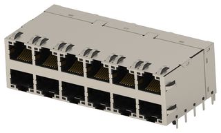 TE CONNECTIVITY 2497276-2 Modular Connector, RJ45 Jack, 2 x 6 (Stacked), 8P8C, Cat6a, Through Hole