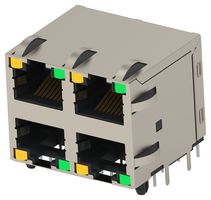 TE CONNECTIVITY 2496705-2 Modular Connector, RJ45 Jack, 2 x 2 (Stacked), 8P8C, Cat5e, Through Hole