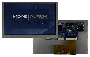 MIDAS DISPLAYS MVT-H050000 TFT LCD, 5 to 12 V, 5 ", 800 x 480 Pixels, Landscape, RGB, 3.3V