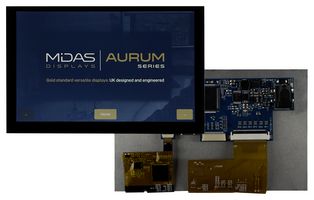 MIDAS DISPLAYS MVT-H050000C TFT LCD, 5 to 12 V, 5 ", 800 x 480 Pixels, Landscape, RGB, 3.3V