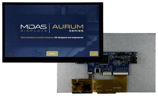 MIDAS DISPLAYS MVT-H070000C TFT LCD, 5 to 12 V, 7 ", 800 x 480 Pixels, Landscape, RGB, 3.3V