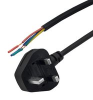 STEWART CONNECTOR PC-UK003FSL Mains Power Cord, 90  BS 1363 Plug to Free End, 914.4 mm, 10 A, 250 V, Black