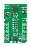 MIKROELEKTRONIKA MIKROE-6855 Add-On Board, RTC 25 Click, PCF2131, CMOS Real-Time Clock with Quartz Crystal, I2C/SPI, 3.3V/5V in