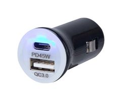 MULTICOMP PRO MP016664 In Car USB Charger, 2 Ports, USB Type A, USB Type C, 12 V, 24 V, 3 A
