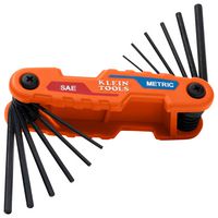 KLEIN TOOLS 70590 Hex Key Set, Compact Folding, 12 Pieces of Size 5/64, 3/32, 7/64, 1/8, 9/64, 5/32" and 1.5/2/2.5/3mm