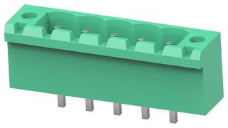 BUCHANAN - TE CONNECTIVITY 2842522-5 Terminal Block, PA66, Green, 1Row, w/Flange, Header, 5.08 mm, 5 Ways, 8 A, 300 V