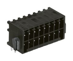 WAGO 713-1429/037-000 Terminal Block, PPA, Black, 2 Row, Header, 3.5 mm, 18 Ways, 10 A, 250 V, Through Hole Right Angle