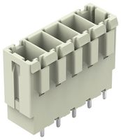 WAGO 831-3605 Terminal Block, PA66, Light Grey, 1 Row, Header, 7.62 mm, 5 Ways, 41 A, 1 kV, Through Hole Vertical