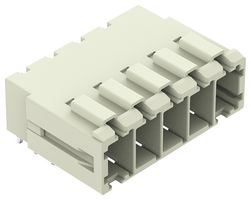 WAGO 831-3625 Terminal Block, PA66, Light Grey, 1 Row, Header, 7.62 mm, 5 Ways, 41 A, 1 kV
