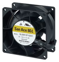 SANYO DENKI 9LG0812P1G001 DC Axial Fan, 12 V, Square, 80 mm, 38 mm, Precision Ball Bearing, 120 CFM